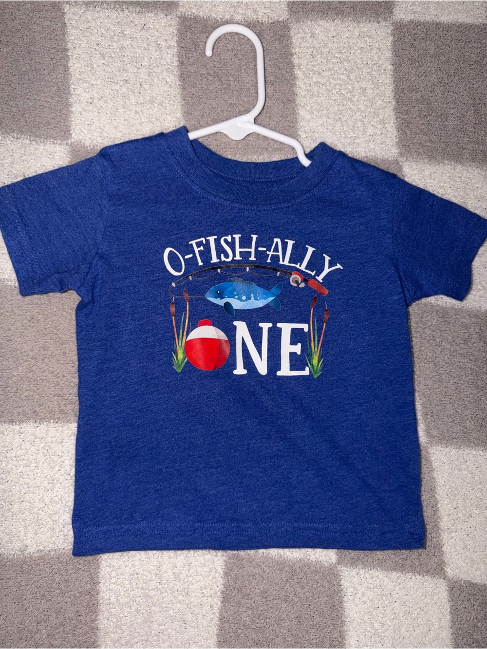 Blue 'O-Fish-Ally One' Graphic 1st Birthday Tee